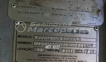  MICRO-ÔNIBUS RODOVIÁRIO NEOBUS THUNDER + VW VW 9160 ANO 2014/2014 28 LUGARES/ SANITARIO / VIDROS COLADOS /GELADEIRA / AR CONDICIONADO RODAS DE ALUMINIO – REF 1022  cheio